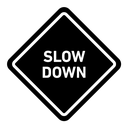 Slow down sign black filled icon