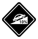 Steep slope ahead sign black filled icon