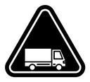 Truck warning sign black filled icon