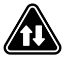 Two way traffic sign black filled icon