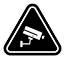 Video surveillance sign black filled icon