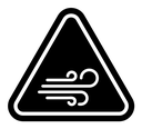 Wind warning sign black filled icon