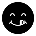 Yummy smile emoji black filled icon