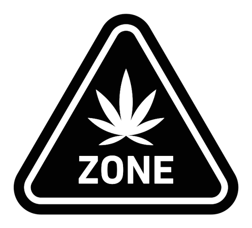 Cannabis zone traffic sign black filled icon