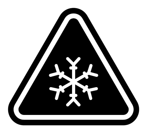 Cold warning sign black filled icon