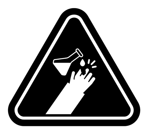 Corrosive acid safety sign black filled icon