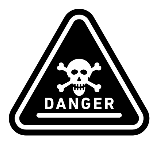 Danger sign black filled icon