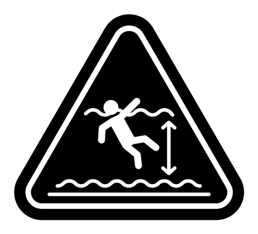 Deep water warning sign black filled icon