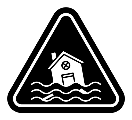 Flood disaster sign black filled icon