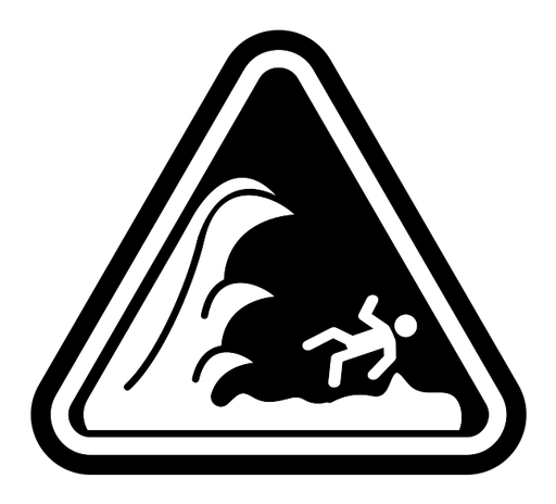 High sea waves warning sign black filled icon