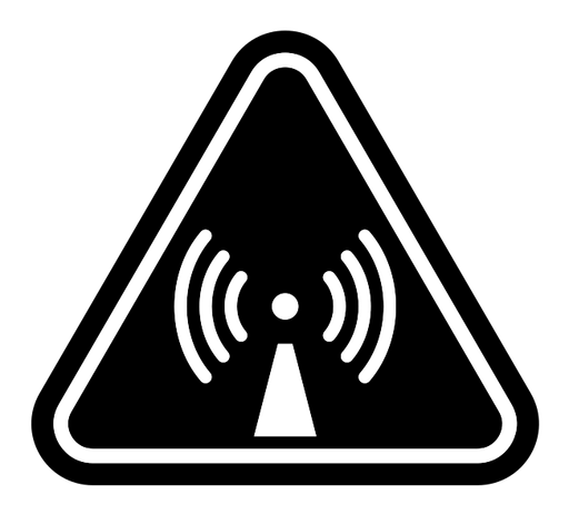 Non ionizing radiation hazard sign black filled icon