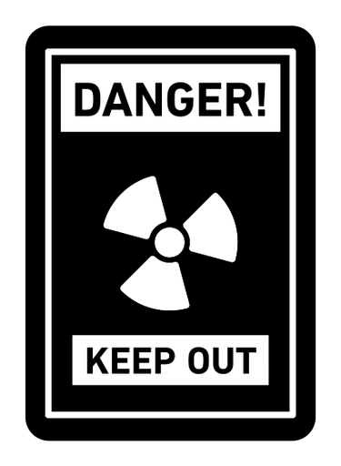 Danger high radiation area keep out sign black filled icon