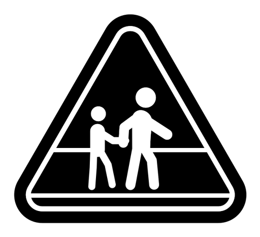 School crossing sign black filled icon