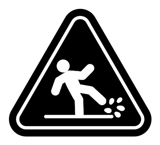 Wet floor sign black filled icon