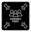 Assembly point black outline icon