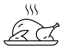 Baked turkey black outline icon