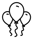 Balloons black outline icon