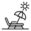 Beach chair black outline icon
