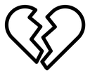 Broken heart black outline icon