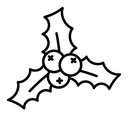 Christmas holly berry black outline icon