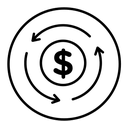 Circulation of money icon (2) black outline icon