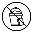 Cleaning bucket with sponge sign icon