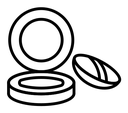 Cosmetic powder with mirror black outline icon