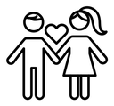 Couple with love black outline icon