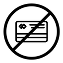 Credit card with prohibition sign icon