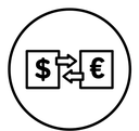 Currency exchange black outline icon