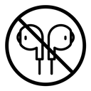 Do not use earphone black outline icon