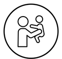 Father and son playing black outline icon