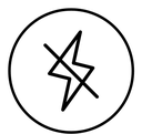Flash off black outline icon