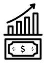 Growing profit black outline icon
