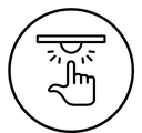 Hand push button black outline icon