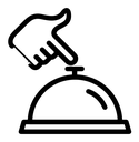 Hand touching service bell black outline icon