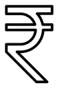 Indian rupee black outline icon