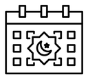 Islamic calendar black outline icon