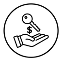 Key revenue black outline icon