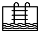 Ladder in swimming pool black outline icon