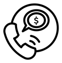 Loan call black outline icon