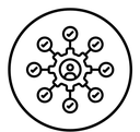 Management skills black outline icon