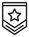Military rank badge black outline icon