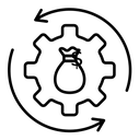 Money processes black outline icon