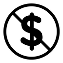 No dollar sign black outline icon