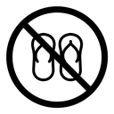No sandals sign black outline icon