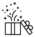 Open gift box black outline icon