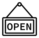 Open sign black outline icon
