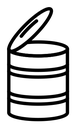 Open tin can black outline icon