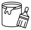 Paint bucket and paint brush black outline icon